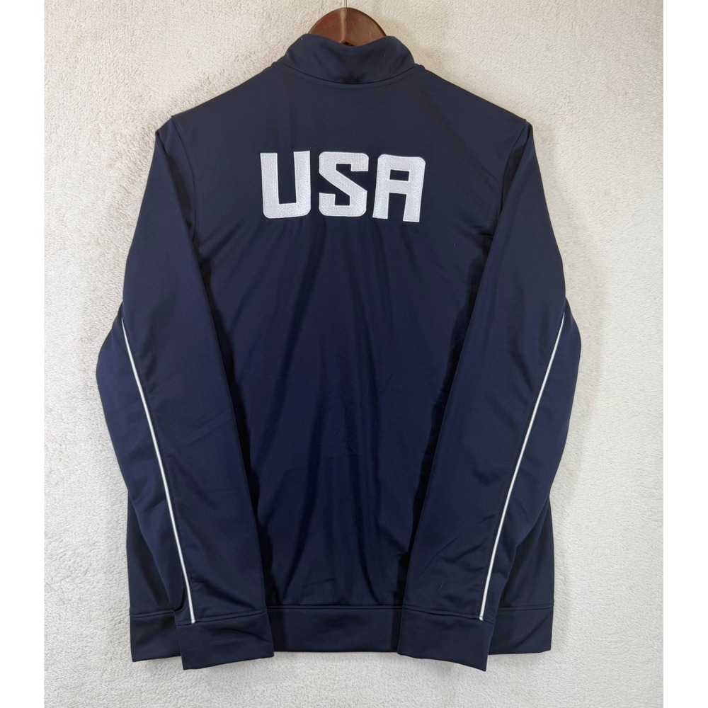 Under Armour USA Track Jacket Mens S Navy Blue Full Zip Loose Fit Athletic
